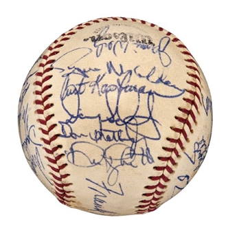 1982 Columbus Clippers Team Signed Baseball With 24 Signatures Including Pre-Rookie Don Mattingly Signature